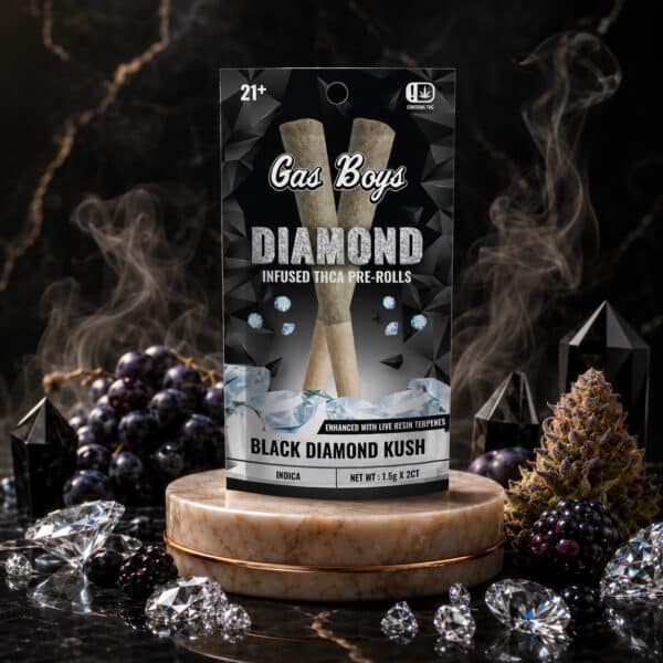 Gas Boys Black Diamond Kush Diamond Infused Pre-rolls – 2ct Pouch