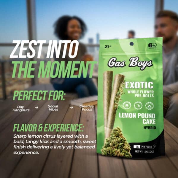Gas Boys Lemon Pound Cake Whole Flower Pre-rolls 2ct