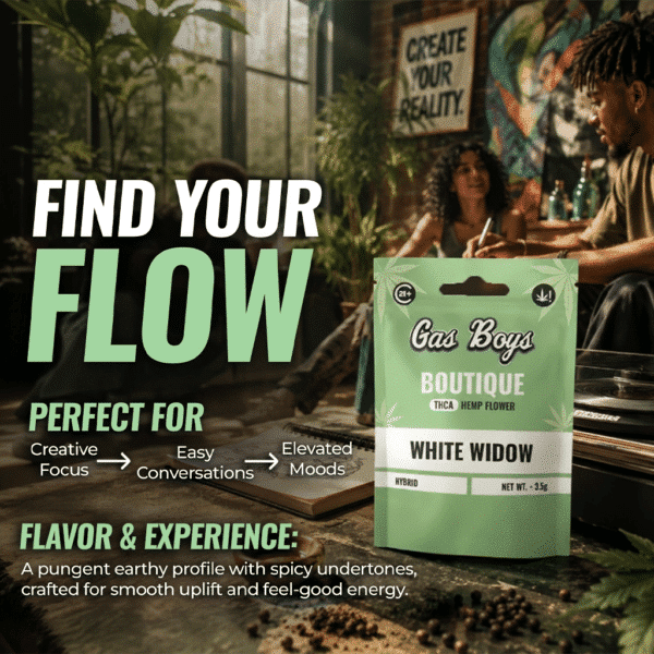 Gas Boys White Widow THCA Flower – 42g Jug with 1.5g Pouches