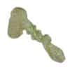 Fumed Glass Hammer Bubbler – Green & White Wig-Wag