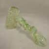 Fumed Glass Hammer Bubbler – Green & White Wig-Wag