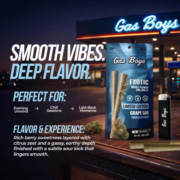 Gas Boys Grape Gas Whole Flower Pre-rolls 1.5g 2ct
